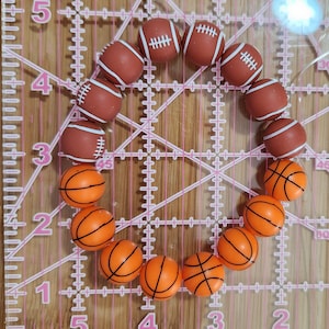 Silicone Beads Sports Keychain Wristlet Softball Baseball Basketball Football Soccer Volleyball