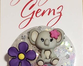 Koala with Flower and eyelashes Badge Reel, Stethescope Tag