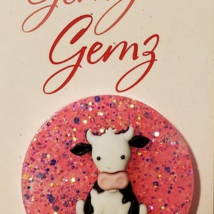 Sitting Cow Badge Reel or Stethescope Tag