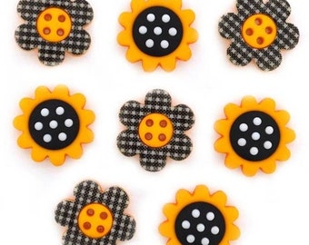 Country Sunshine Sunflowers Button / Embellishments