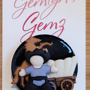 Cowboy, Horse, Wagon Badge Reel or Stethescope Tag