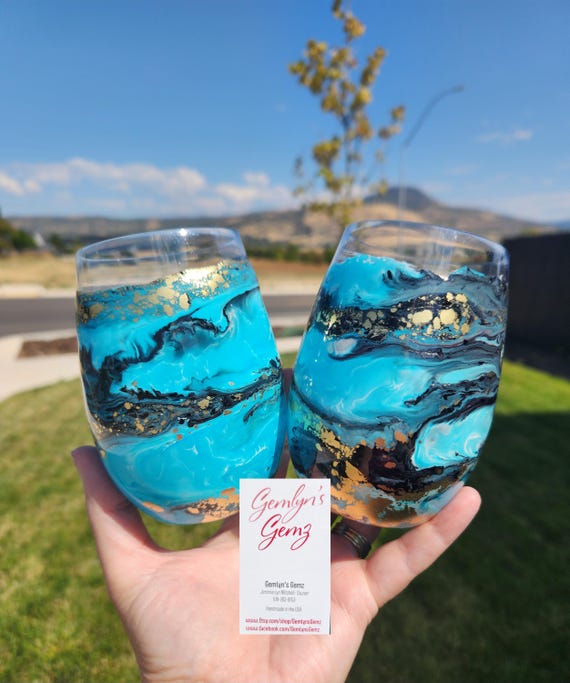 20oz Stemless Glass Resin Wine Glass - Etsy