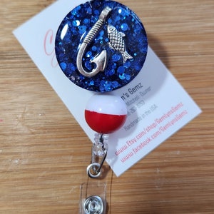 Fishing, Fish, Hook, and Bobber Badge Reel