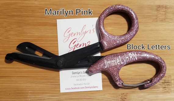Caribiner Glittered Medical Trauma Shears 7.5 inches length Titanium Coated Stainless Steel Blades