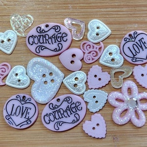 Hope and Courage Breast Cancer Awareness Button / Embellishments