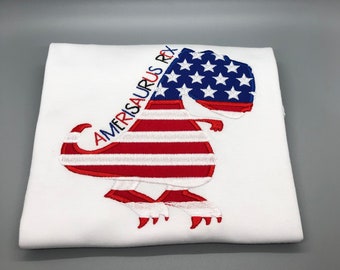 Patriotic Dinosaur shirt/Boys 4th of July shirt/Baby Boy 4th of July outfit/ Dinosaur holiday shirt/ Toddler Boy Independence Day Shirt