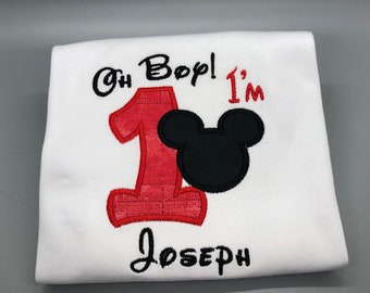 Personalized Mickey Mouse 1st Birthday Embroidered Shirt