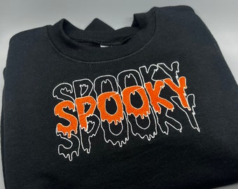 Youth Halloween Sweatshirt: Embroidered Spooky Glow-in-the-Dark Shirt