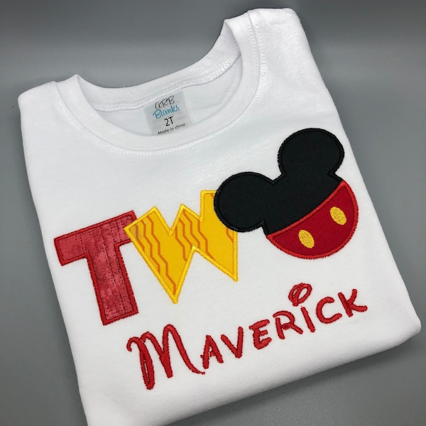 Mickey Mouse Inspired 2nd Birthday Shirt/ Boys Mickey Mouse Second Birthday t-shirt/ Two Birthday Shirt/ Boys 2nd Birthday shirt/