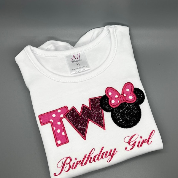 Hot Pink and Black Mrs. Mouse 2nd Birthday shirt/ Minnie Mouse inspired Girls second birthday/ Toddler Girl Birthday Shirt/Oh twodle shirt