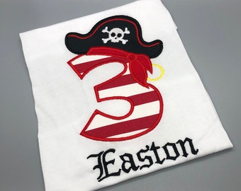 Pirate Birthday Shirt/ Boy Pirate 3rd Birthday/ Boy Birthday Shirt/ Pirate Theme Birthday/Personalized Boy 3rd Birthday Outfit