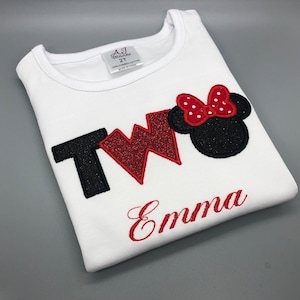 Red and Black Mrs. Mouse 2nd Birthday shirt/ Minnie Mouse inspired Girls second birthday tshirt/ Toddler Girl Birthday Shirt/Oh twodle shirt
