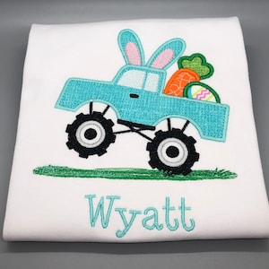 Boy Easter Shirt/ Boy Monster Truck Shirt/ Easter Bunny Truck Shirt/ Toddler Boy Easter Outfit/ Personalized Kids Easter Shirt