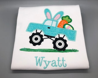 Farming Easter Dump Truck  Shirt- Easter Shirt Eggs Embroidered Applique Shirt Boys Easter Shirt