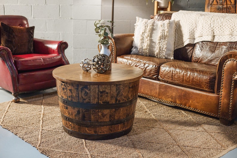 Round Halfbarrel Coffee Table or End Table Etsy
