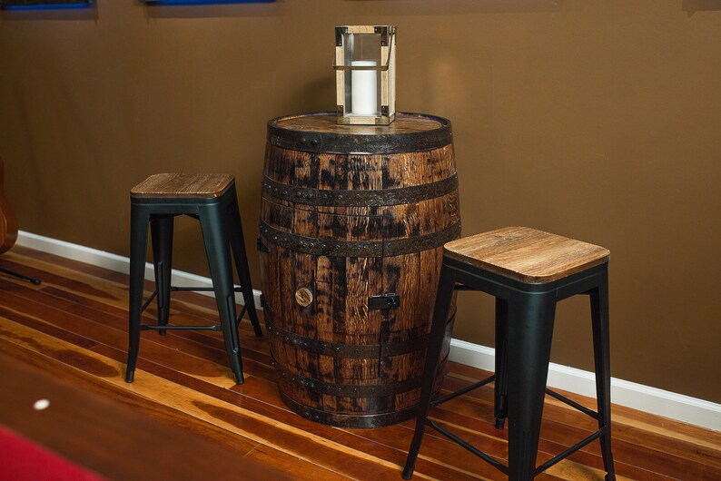 Deluxe Whiskey Barrel Cabinet Table W/ Lazy Susan Rotating - Etsy