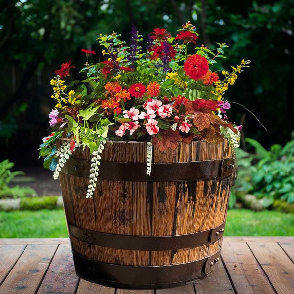 Deluxe Whiskey Barrel Planters