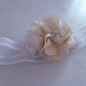 Flower Headband, Newborn Flower Headband, Baby Shower Gift, Baby Girl Gift, Gold Headband,Baby Head Wraps, Newborn Photo Prop,Soft Headband,