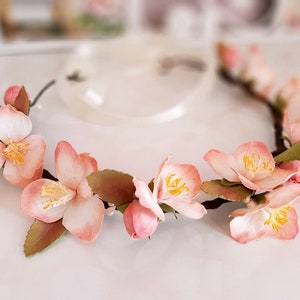 Hochzeit Blumenkrone, PfirsichBlütenkrone, Blush Blumenkrone, Blumenmädchen Krone, Braut Blumenkranz, Blumen Kopfschmuck, Rosa Blumenkrone