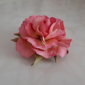 Pinza para el cabello con rosa rosa, Pinza para el cabello con rosa para novia, Pinza para el cabello con flor rosa, Pinza para el cabello para niña de las flores, Diadema con rosa rosa, Tocado con flores para boda
