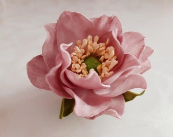 Pink peony flower hair clip, Pink hair clip for wedding, Flower hair comb for bride, Pink wedding hair piece, Peony flower for bridesmaids