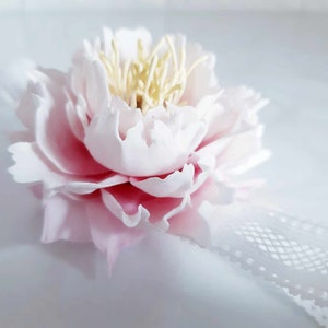 Custom order - white peony elastic hairband