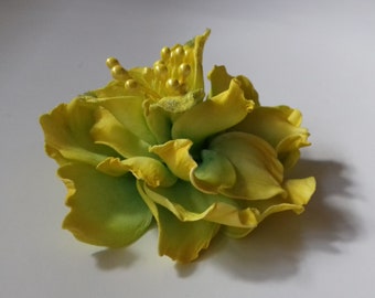Pinza para el cabello con flores amarillas, Pinza para el cabello amarilla para novia, Pinza para el cabello para boda, Pinza para el cabello con flores, Accesorios para el cabello para niñas de las flores, Boda para niñas de las flores