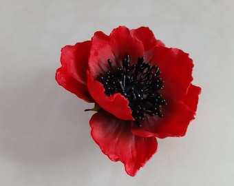 Poppy Flower Hair Clip, Red Poppies Floral Headpiece for Wedding, Red flowers for Hair,Poppy Bridal Flowers, Poppy Hair Pin Bridesmaids
