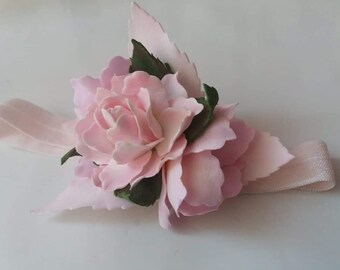 Pink rose hair flower rose hairband foam rose hair clip foam rose hairband pink rose girl headband girl flower hairband pink hair flower