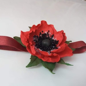 Poppy flower hair band poppy flower hair clip poppy flower comb red flower headband foam flower hair accessory poppy hair accessory wedding