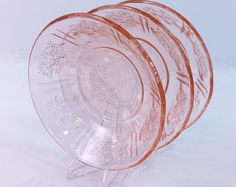 Vintage Sharon Pink | Cabbage Rose |  Depression Glass 5 inch Dessert Bowls