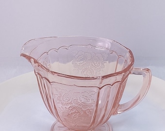 Vintage Pink Depression Glass Creamer - Anchor Hocking Mayfair | Open Rose Pattern (1931-1937)