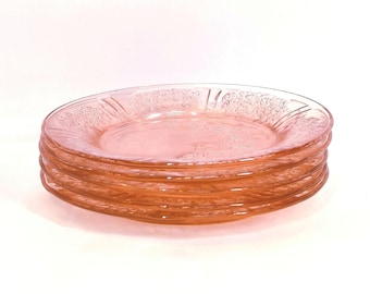 Vintage Sharon Pink | Cabbage Rose |  Depression Glass Bread and Butter 6 inch Plates