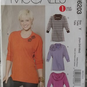 McCall&#39;s 6203 - Women&#39;s 1 Hour Top - Xsml - Med - UNCUT