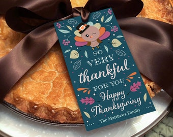 Afdrukbare Thanksgiving Thank You Tag, Gift Favor Tags, INSTANT BEWERKBARE DOWNLOAD, Dankbare Tags, Thanksgiving, Dus zeer dankbare vakantie Tags