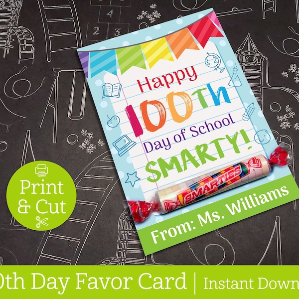 100 Days Smarter Printable Smarties Etsy