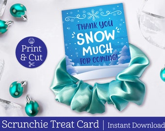 Scrunchie Tag, INSTANT EDITABLE DOWNLOAD, Thank You Snow Much, Frozen Birthday Party, Frozen Favors, Frozen 2 Favor Tags, Winter Wonderland