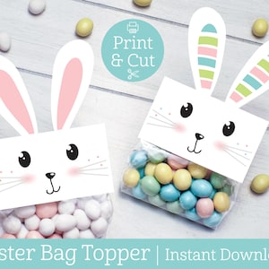 Easter Bunny Bag Toppers, INSTANT DOWNLOAD, Easter Favors, Easter Class Gifts, Easter Bunny with Eggs, Easter Party, Easter Bunny Treats
