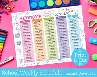 Kids Weekly Schedule, DIGITAL EDITABLE DOWNLOAD, Hourly Weekly Planner Chart, Kids Activity Schedule, Home School Schedule, Weekly Chores