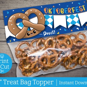 Oktoberfest Bag Topper, INSTANT EDITABLE DOWNLOAD, Oktoberfest Favor, Pretzels, Oktoberfest Party, German, Oktoberfest Tag, Fall Festival