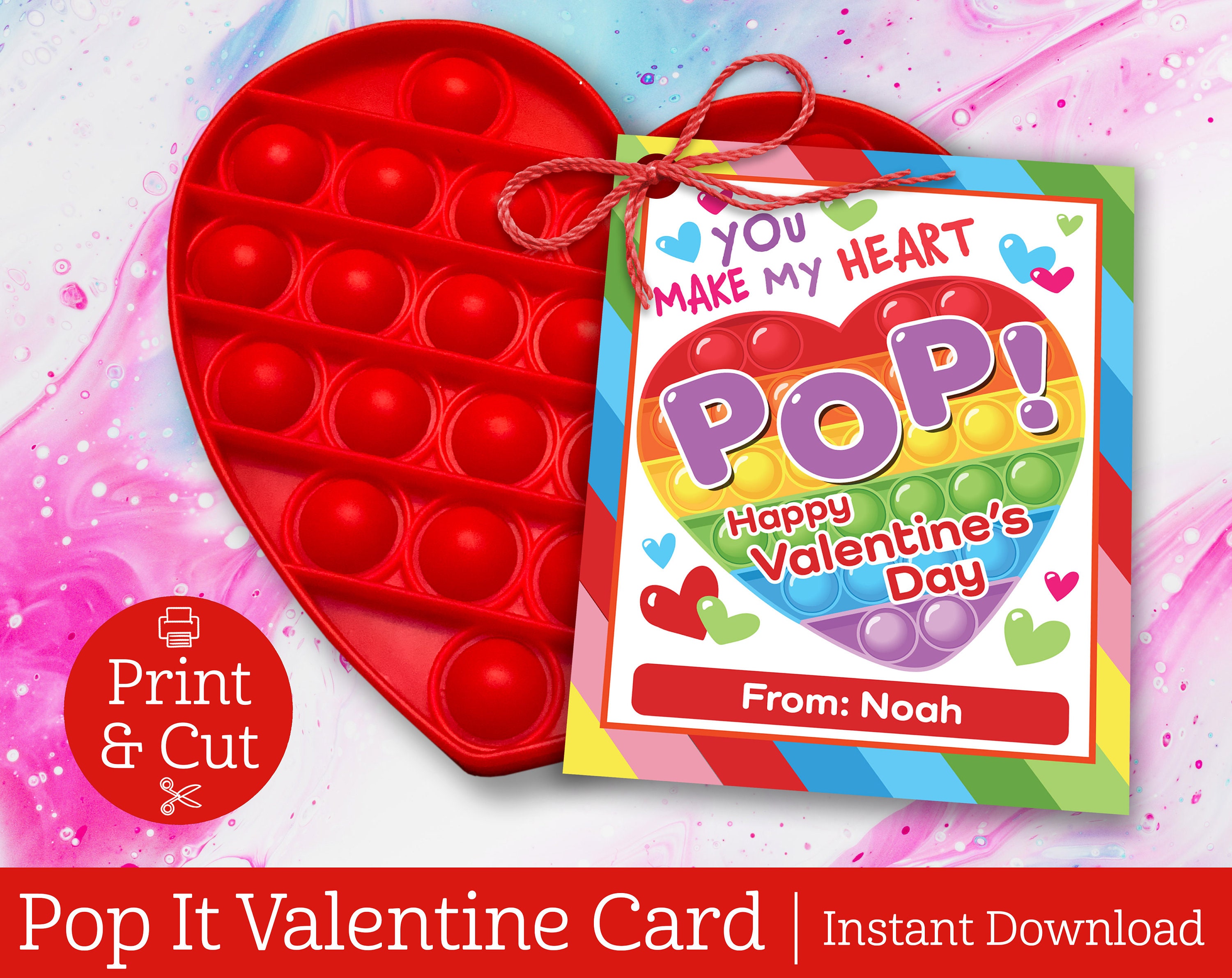 Pop It Valentine Day Cards Instant Editable Download Fidget Etsy