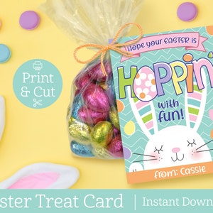 Hippity Hoppity Easter Cards, Instant Editable Download, Easter Treat, Easter Gift Tags, Easter Bunny, Basket Filler, Classroom Easter Favor