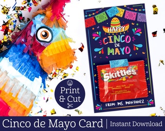 Cinco de Mayo, DIGITAL EDITABLE DOWNLOAD, Sombrero, Student Gift, Mexican Fiesta, Fiesta Favor, Muchas Gracias, Papel Picado, Mexican Party