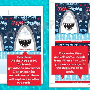 Shark Valentine Card, INSTANT EDITABLE DOWNLOAD, Jaw-some Valentine ...