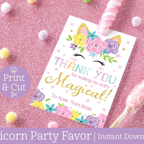 INSTANT DOWNLOAD Unicorn Birthday Printable Lollipop Holder / | Etsy
