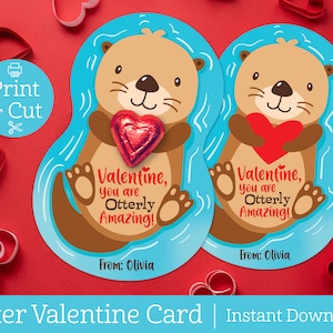 Cartes de Saint-Valentin Loutre, TÉLÉCHARGEMENT MODIFIABLE INSTANTANÉ, Vous êtes vraiment incroyable, échange de classe Saint-Valentin, Saint-Valentin scolaire, Saint-Valentin bricolage