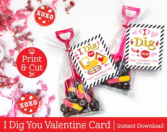 I Dig You Valentines, INSTANT BEWERKBARE DOWNLOAD, Bouw Valentine, Kids Valentine Cards, Classroom Exchange, Valentijnsdag, Schop