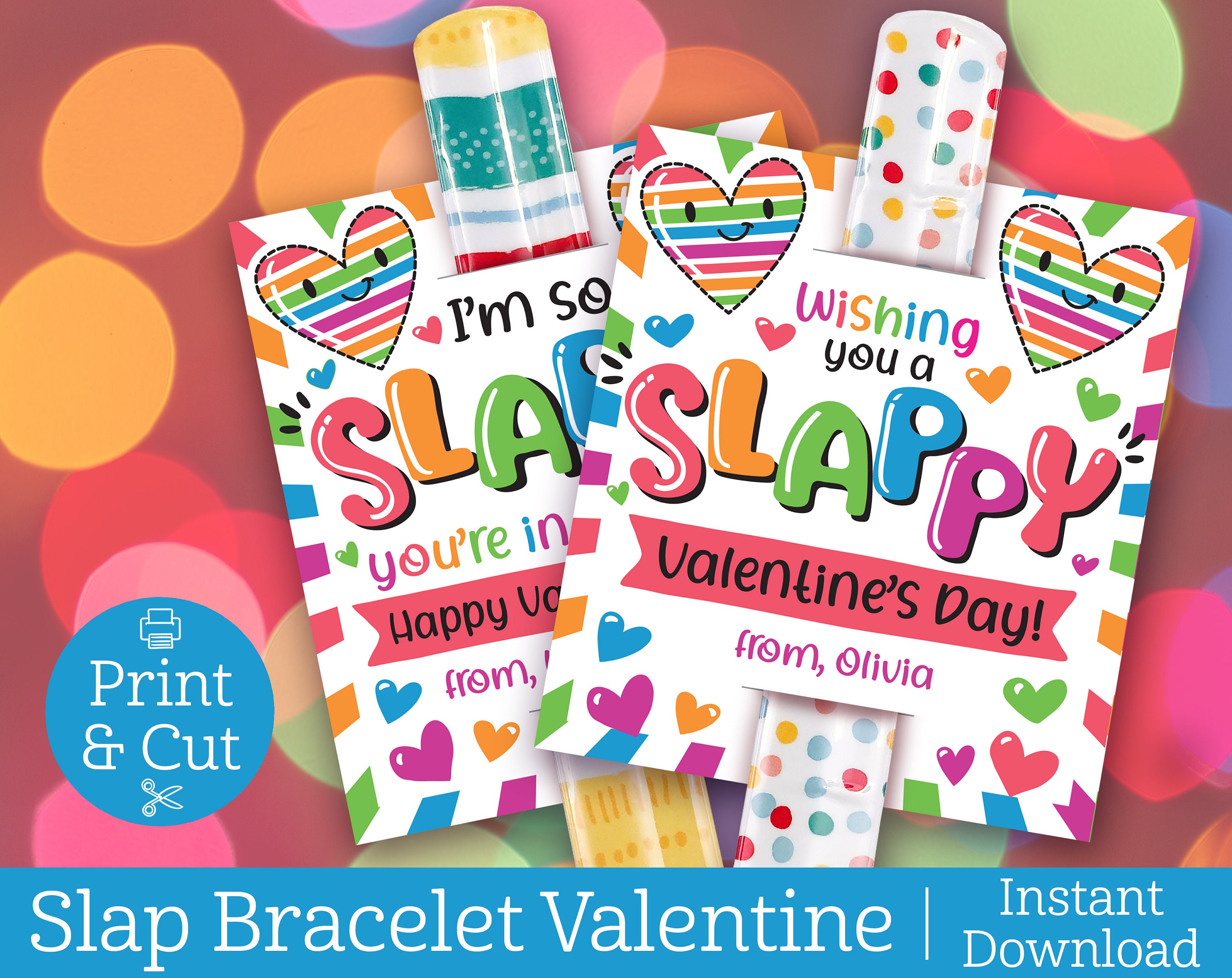 Mibor Valentines Day Cards for Kids - 30 Slap Bracelets + 30 Valentines  Cards for Kids Class, 6 Cute Animals Patterns Cards, Kids Valentines Day  Cards