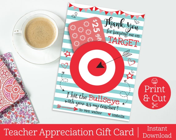 Target Gift Card Holder, Editable Digital Download, Teacher Appreciation Week, Teacher Gift, Thank You, Faculty Gift, Teacher Gift Printable
