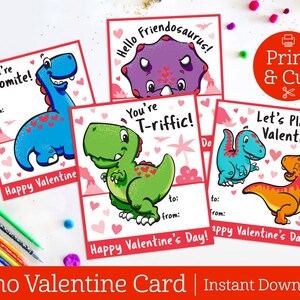 Dinosaur Valentine, INSTANT EDITABLE DOWNLOAD, Kids Dinosaur Valentines, Dino Valentine, Classroom Exchange Cards, Valentines Card, Dinosaur